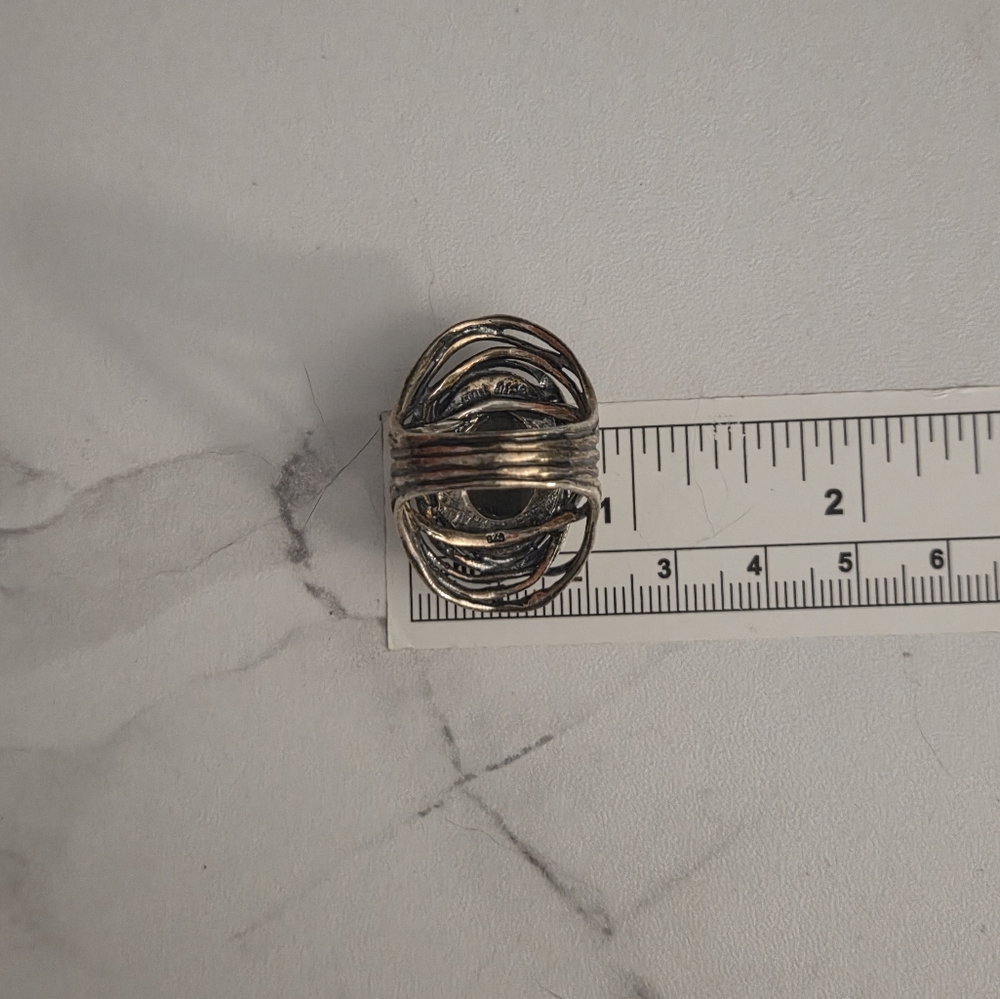 Or Paz Silver and Black Statement Ring - Picture 4 of 7